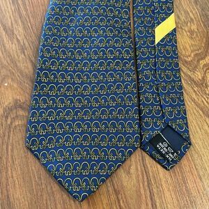 Salvatore Ferragamo blue elephant tie 100% silk